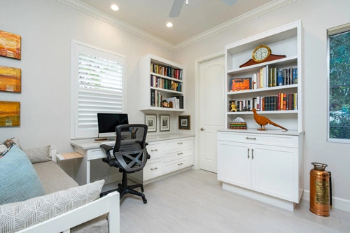 White Home Office with Kountry Kraft cabinetry