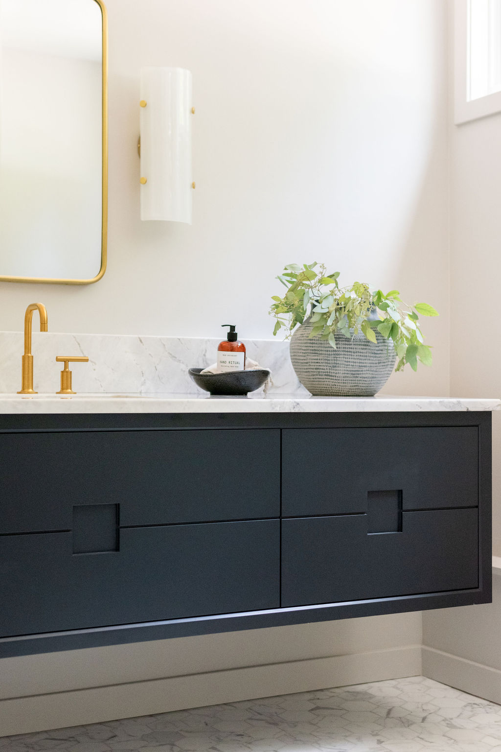 Chamfered Inset Cabinet Vanity Finished in Soot in Farmington, CT