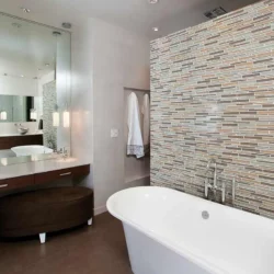 Contemporary bathroom with a freestanding bathtub and vanity Norcross, GA