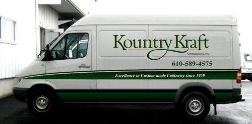 The New Kountry Kraft Logo on a Kountry Kraft Installation Truck