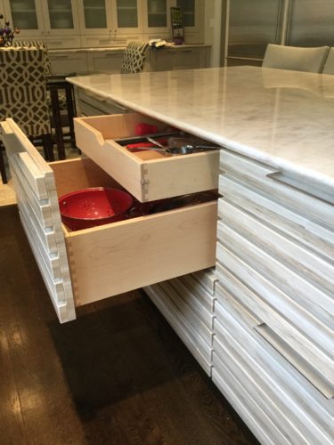 Custom Crafted Cabinets Featuring our Textural Cabinetry Line with Dovetail Boxes and Drawers