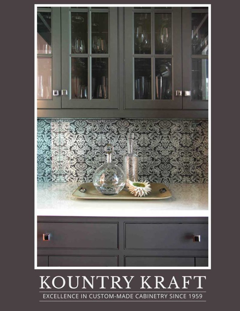 Kountry Kraft Literature for Homeowners and Designers displays beautiful kitchens, baths and other rooms with custom cabinetry