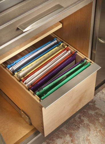 Filing Drawer Located in an Office Space Customized for Better Organization of Paper Work