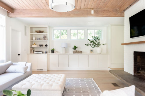 Living Room Built-In Cabinets with shelving and counter space