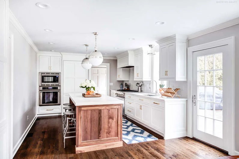 Kitchen with Natural Walnut Kitchen Island cabinetry Summit, NJ