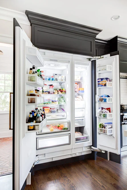 Open panel refrigerator made to match surrounding cabinetry Summit, NJ