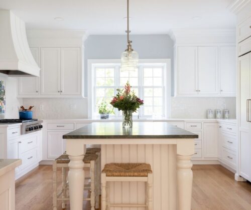 white kitchen blue walls kitchen island in the best kitchen remodel in lyme connecticut