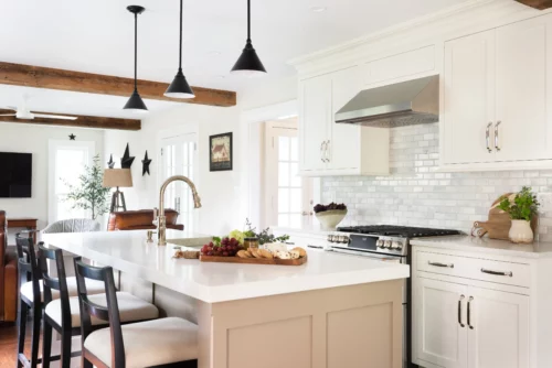 Thermador Dual Range with Mini Herringbone Tile Backsplash - Transitional -  Kitchen