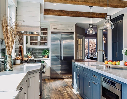 Viking refrigerator used in this farmhouse kitchen in NJ