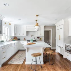 White U Shaped Kitchen Cabinets custom crafted and designed for a home located in Montvale, New Jersey