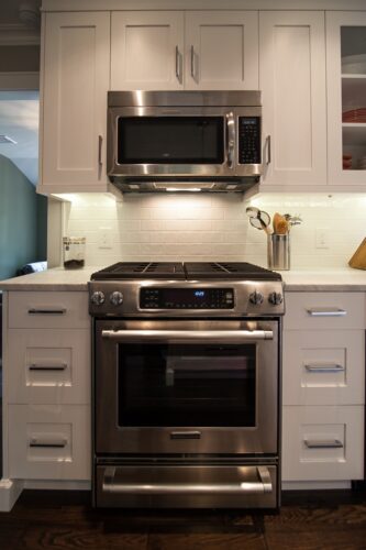 This is a picture featuring the appliances from kitchen aid with cabinetry made by Kountry Kraft Cabinetry. 