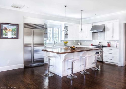 Custom painted cabinets for a home located in Madison, New Jersey