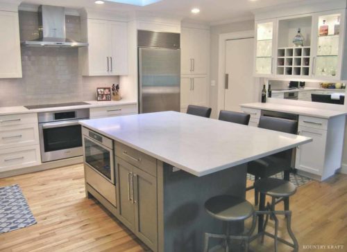 Angular kitchen with large island including a built in microwave New Canaan, CT
