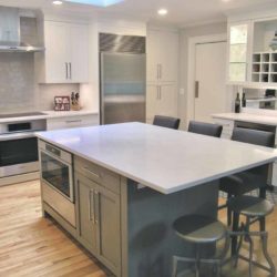 Angular kitchen with large island including a built-in microwave New Canaan, CT
