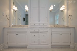 White Bathroom Cabinets in Ridgewood, NJ designed by James Kershaw Associates