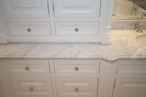 White Bathroom Cabinets in Ridgewood, NJ designed by James Kershaw Associates