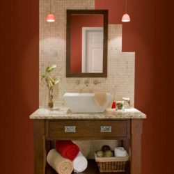 Modern style bathroom with a staircase style backsplash Nemanstown, PA