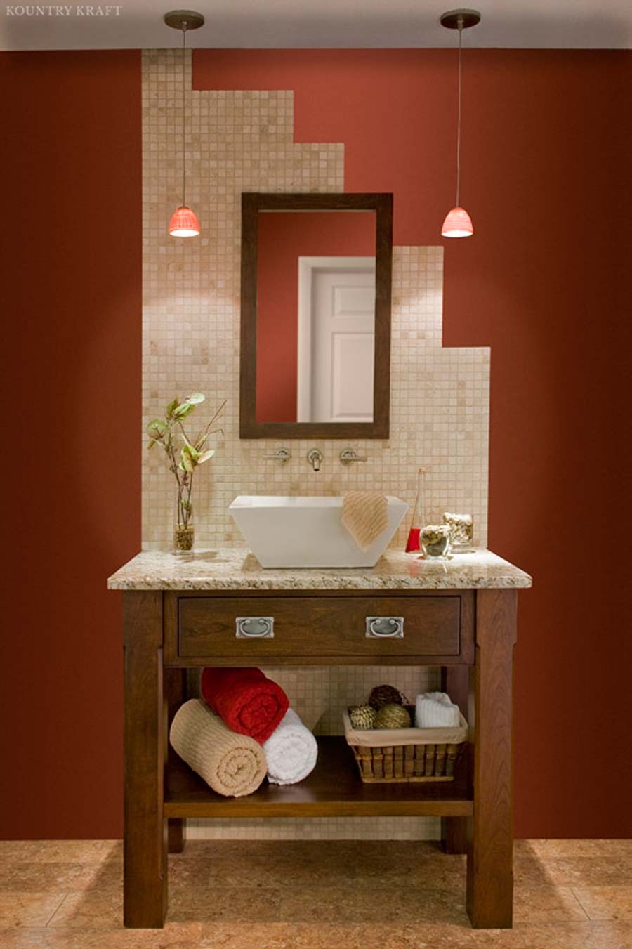 Modern style bathroom with a staircase style backsplash Nemanstown, PA