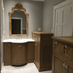 Bathroom Vanity Cabinets featuring sink, mirror, and Alder wood cabinets Pittsburgh, PA