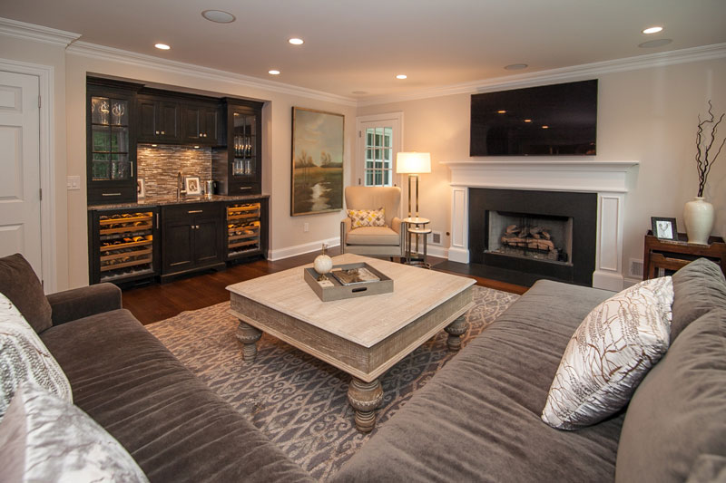 Living Room with Black Cabinetry