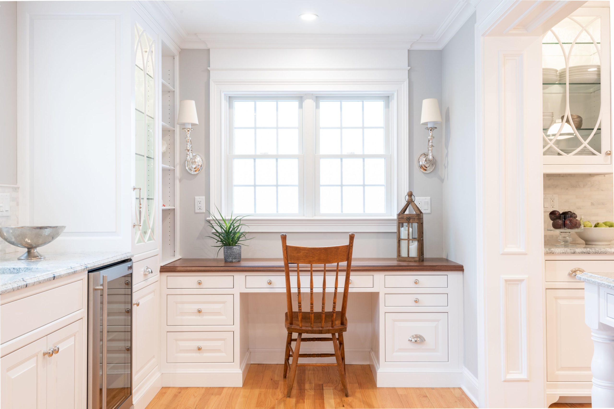 Built-In Kitchen Office Space with a Desk