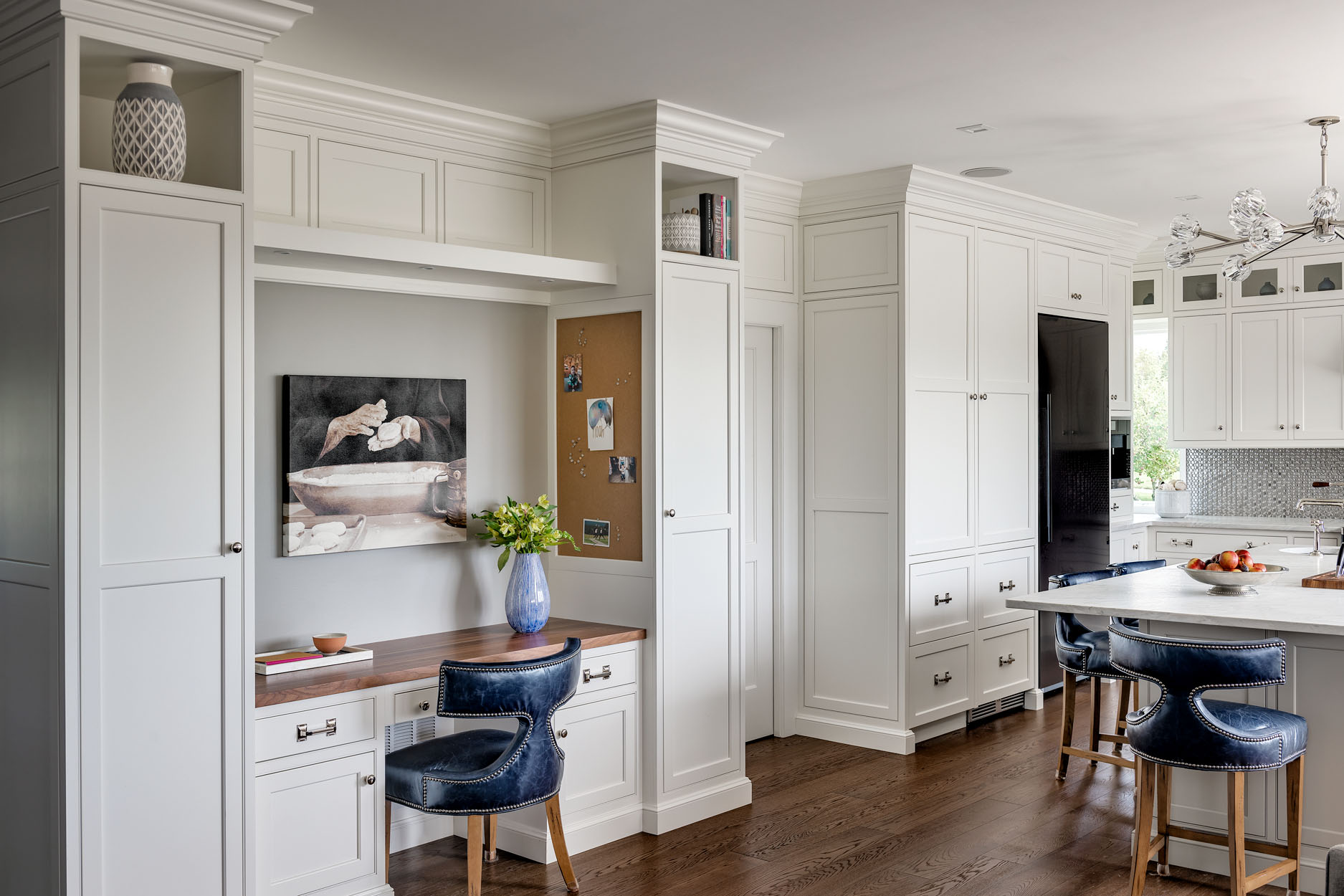 Kitchen with a Built-In Desk Office Area