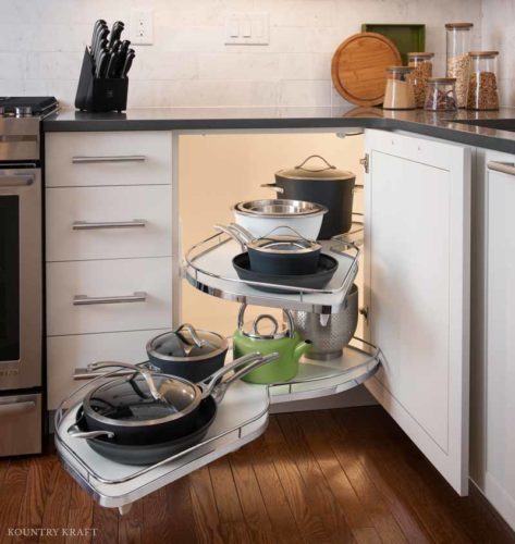 Cabinet storage ideas for pots and pans to avoid reaching and making a lot of noise
