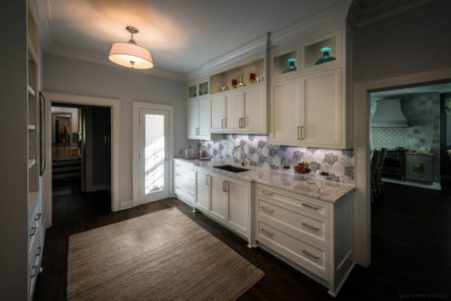 Butlers pantry cabinets and counter with sink Laurel Hollow, NY