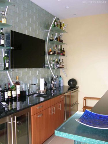 Bar and billard room with flat screen, wine shelves, and wine cooler Malvern, PA