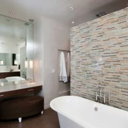 Contemporary bathroom with a freestanding bathtub and vanity Norcross, GA