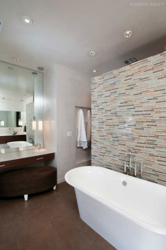 Contemporary bathroom with a freestanding bathtub and vanity Norcross, GA