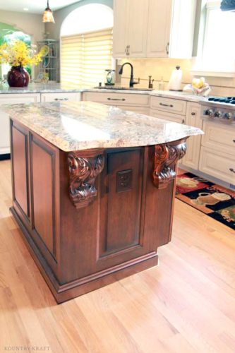 Custom Wood Stain Colors on Kitchen Island Cabinetry in Chester Springs Pennsylvania