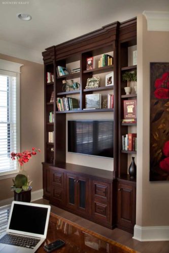 Custom bookshelf with flatscreen TV Ellicott City, Maryland