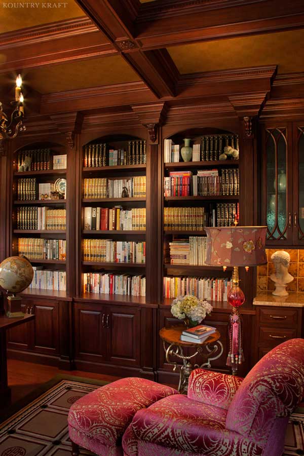 Custom bookshelf cabinets in library in Chester Springs, PA