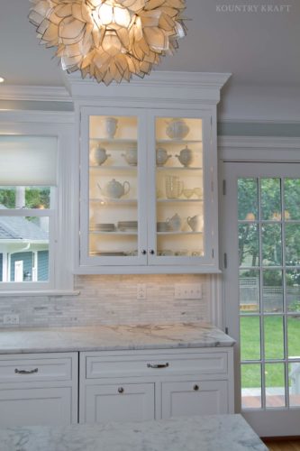 White painted traditional kitchen with custom light up cabinets North Haledon, NJ