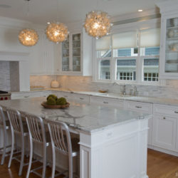 White painted traditional kitchen with island and seating North Haledon, NJ