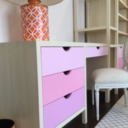 Custom Pink Desk Cabinets for a child's bedroom in Greenwich, Connecticut