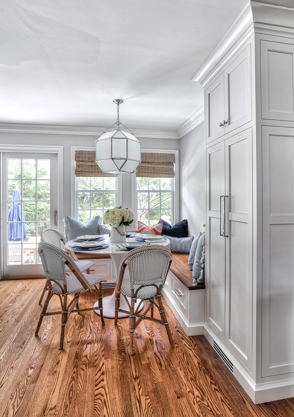 Dining Room Storage Cabinets in the form of banquette seating with bench storage 