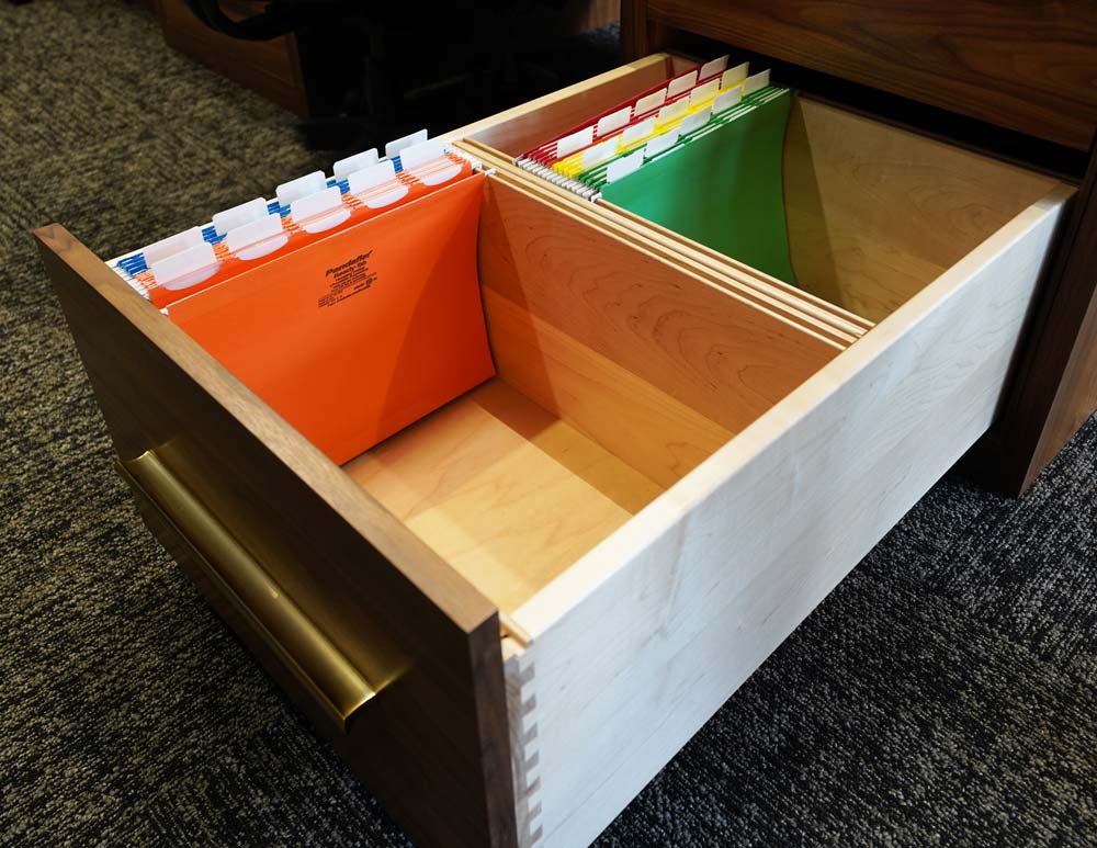 Custom cabinetry folder drawer organizer