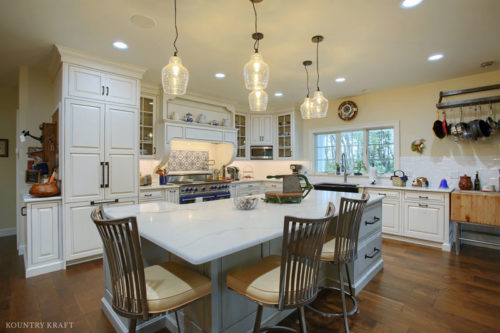 Glazed Kitchen Cabinets in a traditional style kitchen for a home located in Wernersville, Pennsylvania