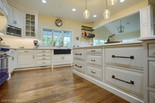 Beaded Inset Cabinets with Paint and Glaze Finish for a traditional kitchen in Wernersville, PA