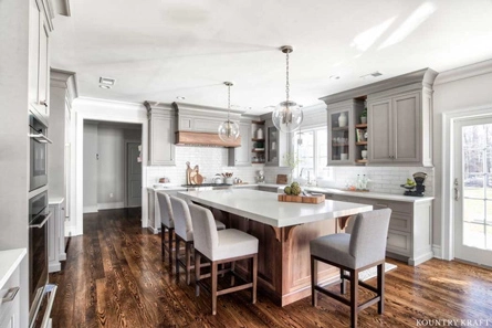 This Kitchen Featuring Gray Kitchen Cabinets was Designed for a Home in Florham Park, New Jersey 