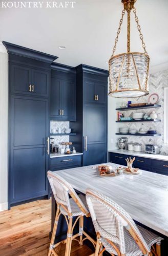 Current Kitchen Trends include Navy Blue Color which Creates a Pleasing and Comforting Kitchen Environment