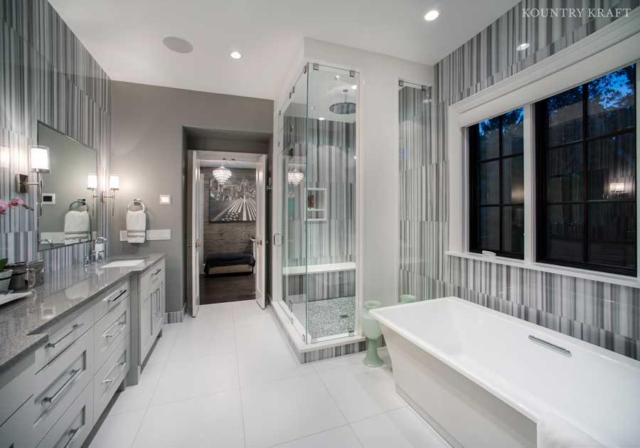 Harbor Gray Vanity Cabinets for a master bathroom located in Bryn Mawr, Pennsylvania