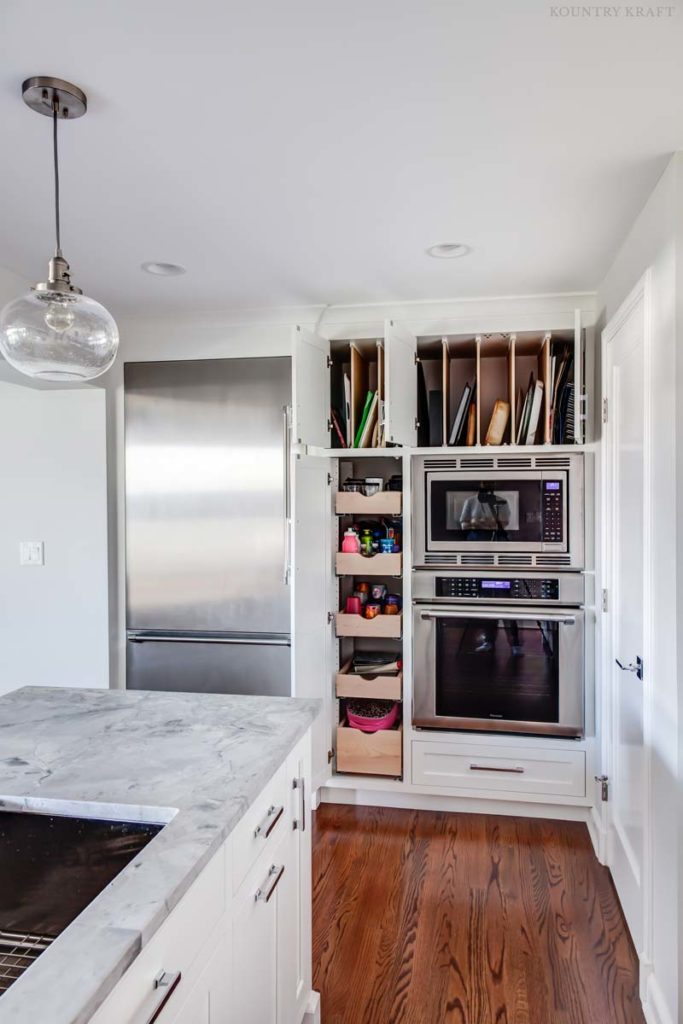 Open hard maple cabinets, microwave, and oven Madison, NJ