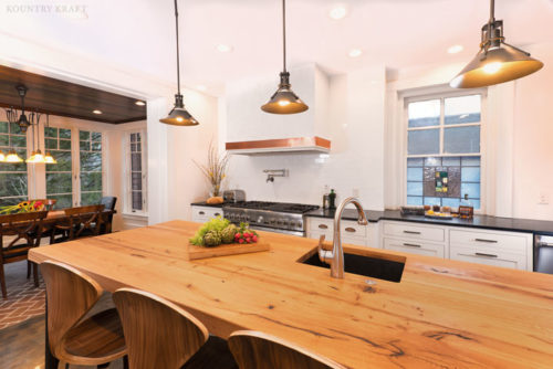 Kitchen with island, range, and hard maple cabinets Pittsburgh, PA