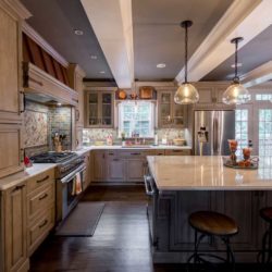 Kitchen with hickory cabinets and island Fairfax Station, Virginia