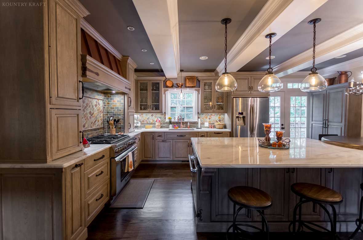 Kitchen with hickory cabinets and island Fairfax Station, Virginia