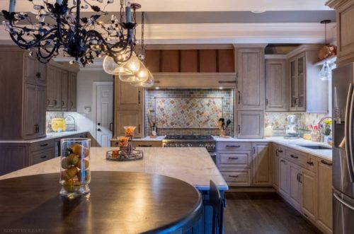 Hickory kitchen with cabinets, island, and table Fairfax Station, Virginia