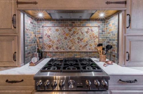 Range surrounded by hickory cabinetry Fairfax Station, Virginia